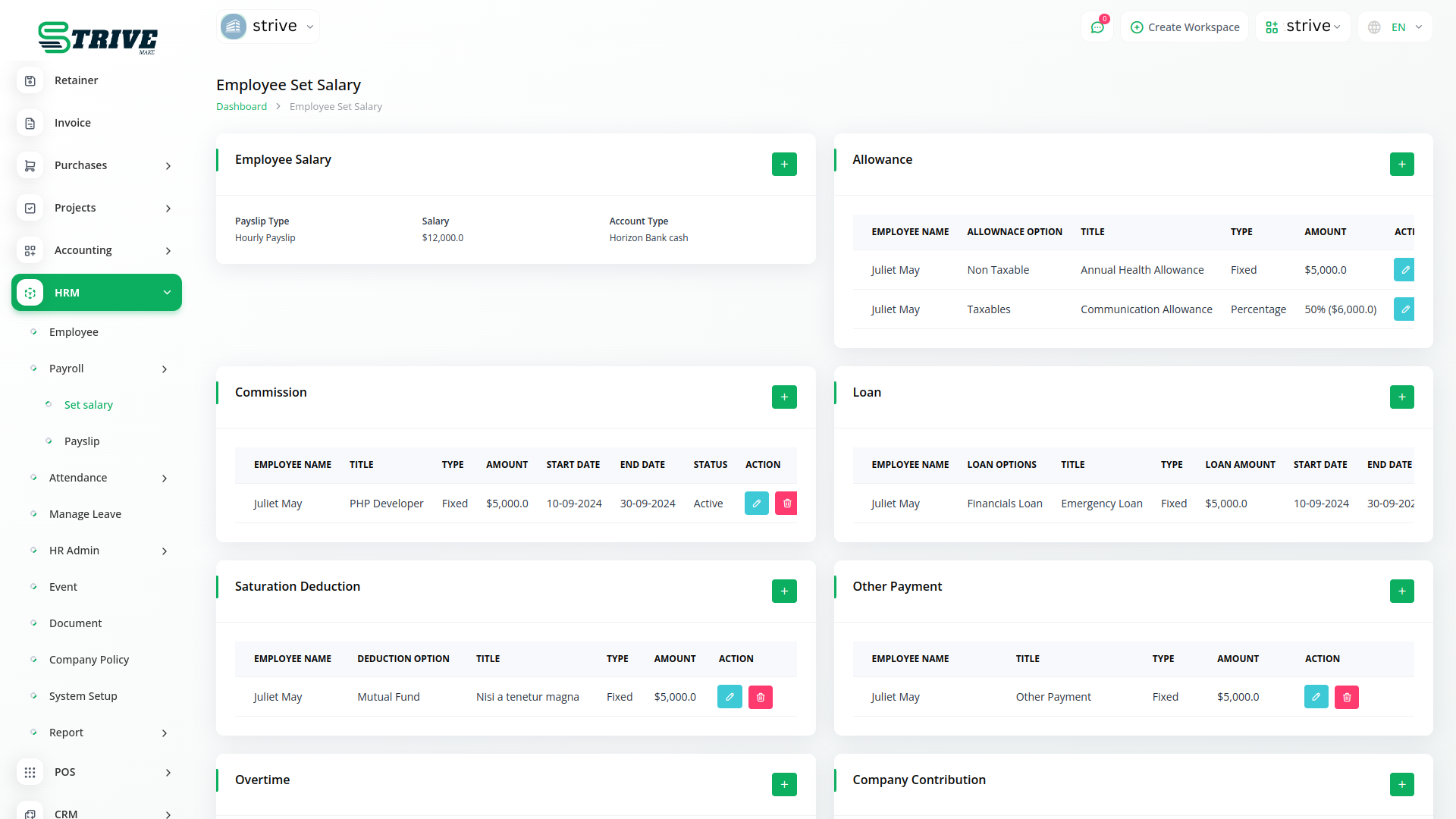 Accounting module dashboard