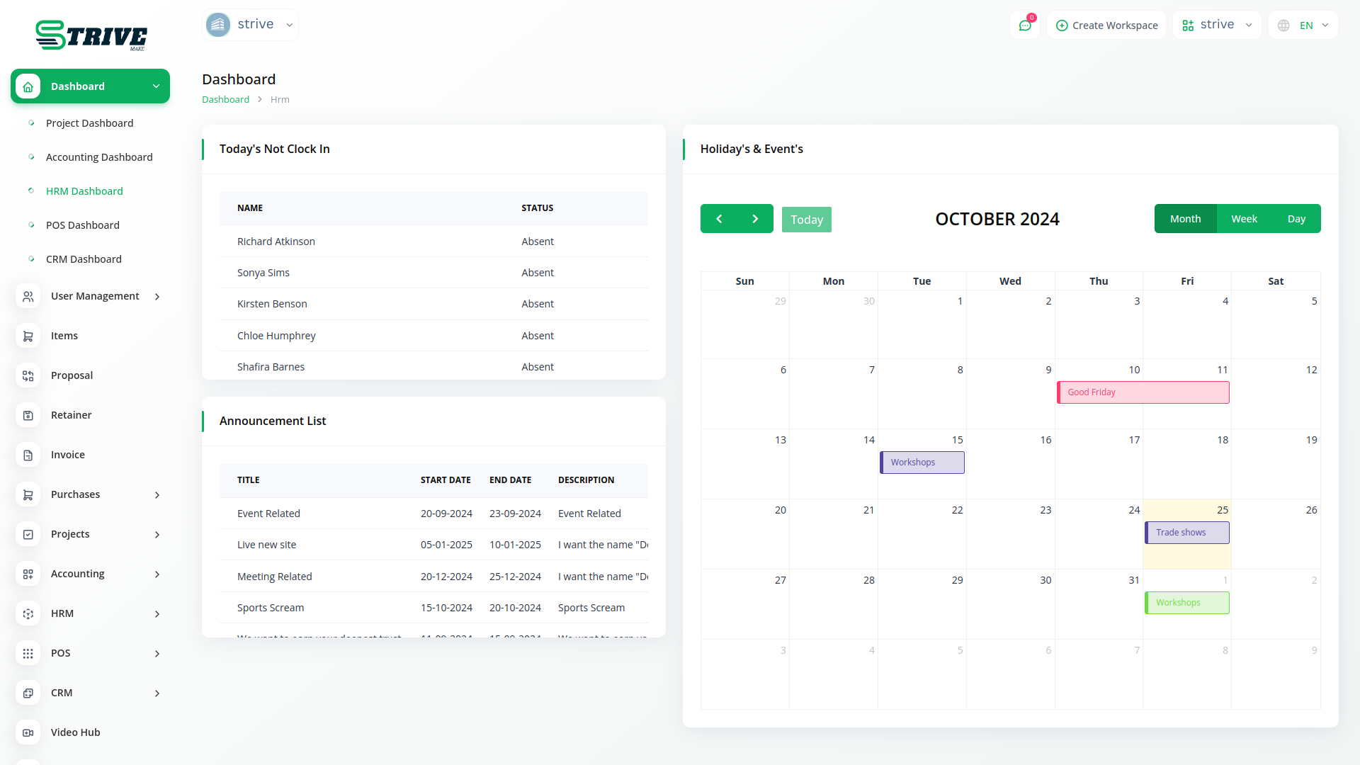 Accounting module dashboard